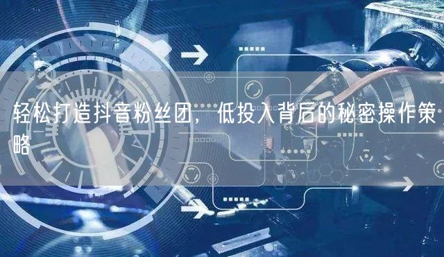 轻松打造抖音粉丝团，低投入背后的秘密操作策略