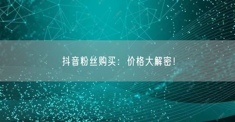 抖音粉丝购买：价格大解密！