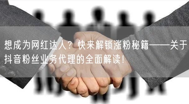 想成为网红达人？快来解锁涨粉秘籍——关于抖音粉丝业务代理的全面解读！