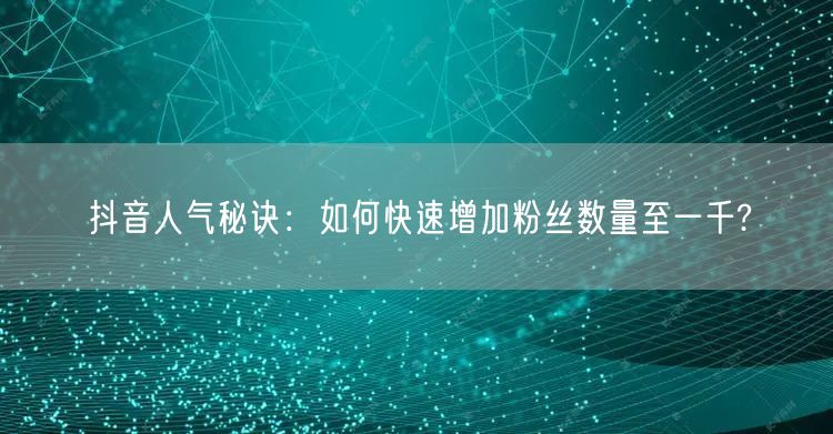 抖音人气秘诀：如何快速增加粉丝数量至一千?