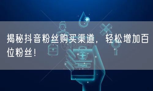 揭秘抖音粉丝购买渠道，轻松增加百位粉丝！