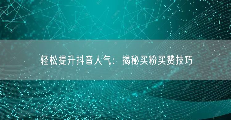 轻松提升抖音人气：揭秘买粉买赞技巧