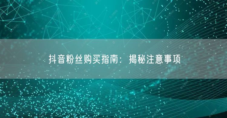 抖音粉丝购买指南：揭秘注意事项