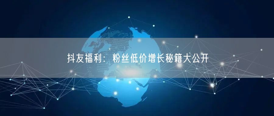 抖友福利：粉丝低价增长秘籍大公开
