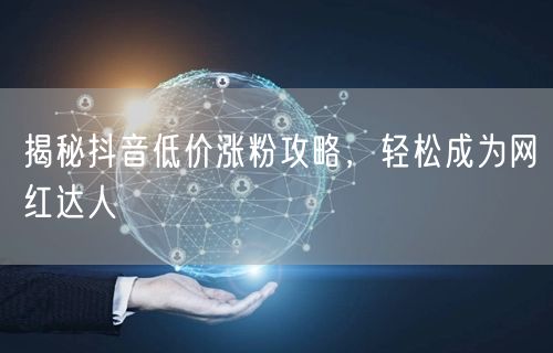 揭秘抖音低价涨粉攻略，轻松成为网红达人