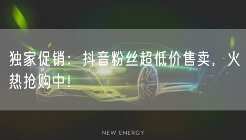 独家促销：抖音粉丝超低价售卖，火热抢购中！